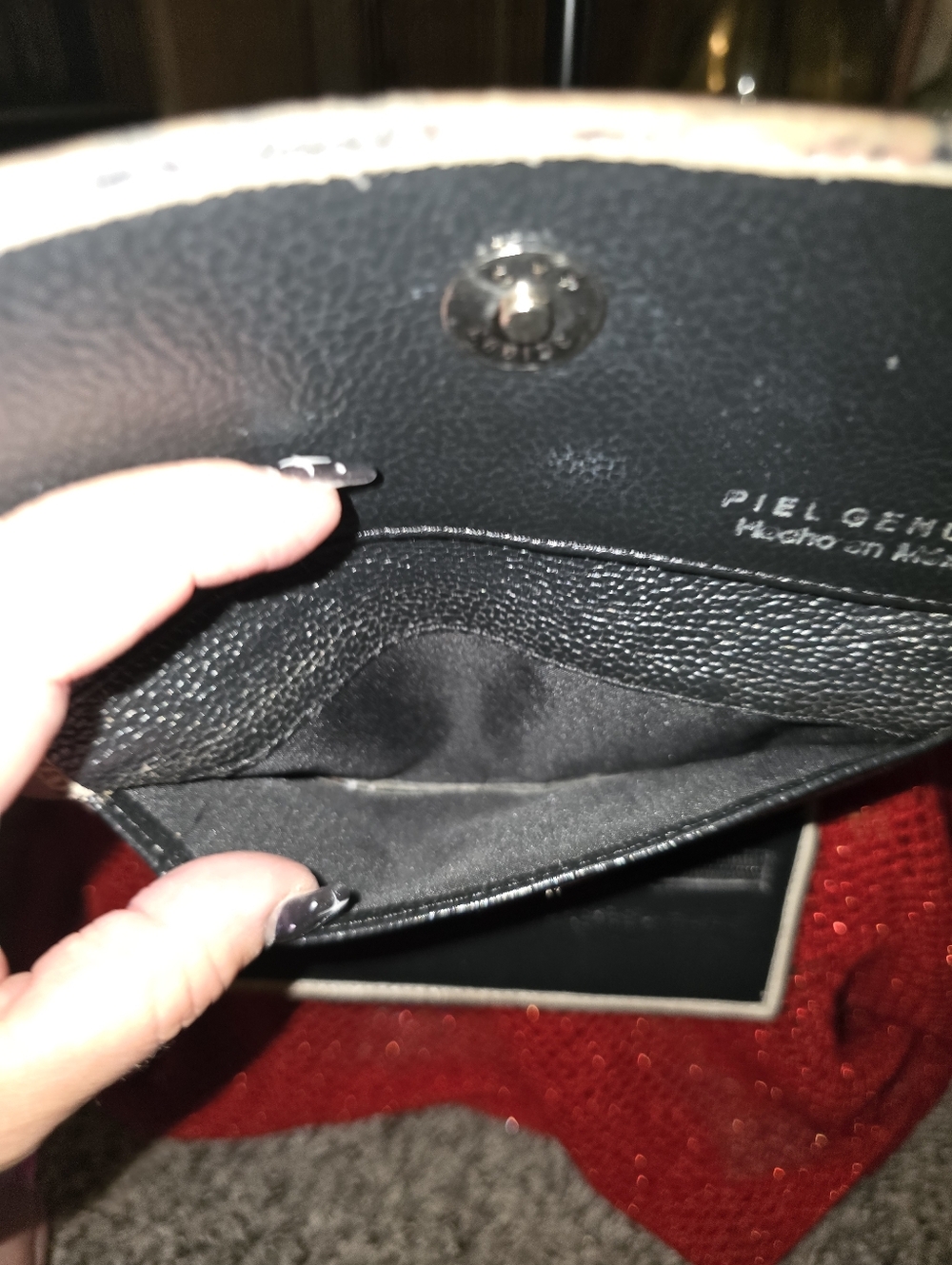 Religious Print Foldover Wallet in Muted Tones In Preloved Condition - Picture 6 of 8